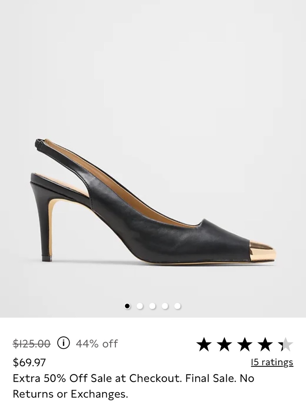 Banana Republic Black Slingback Flats with Gold Cap Toe